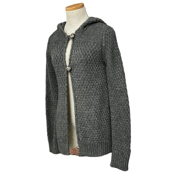 Elisabetta Collection Sweater Cardigan Coatigan Hood Button Knit Gray Size Small - Picture 3 of 16